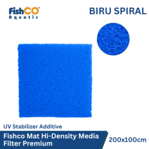 FishCO Mat Hi-Density Media Filter Japmat Akuarium Kolam Premium 200x100 Biru Spiral